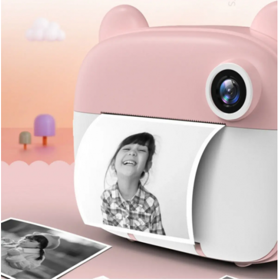 SnapJoy Kids – Akıllı Anında Mürekkepsiz Baskılı Eğlence Kamerası fotoğraf makinesi (PEMBE)