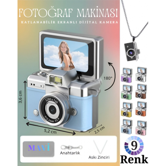 VLOGIX PRO FLIP CAM Kamera fotoğraf makinesi (MAVİ)
