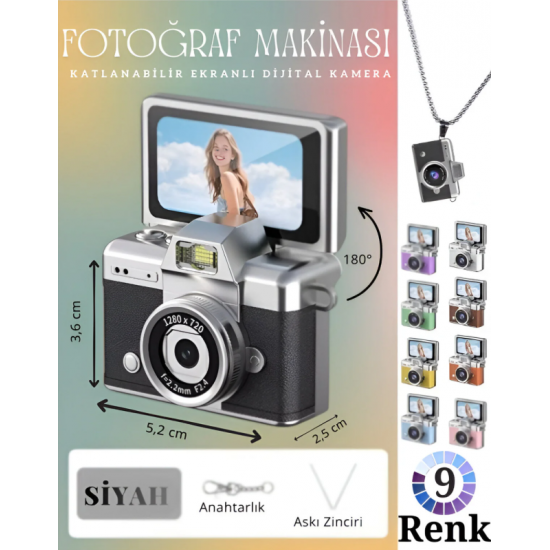 VLOGIX PRO FLIP CAM Kamera fotoğraf makinesi(SİYAH)