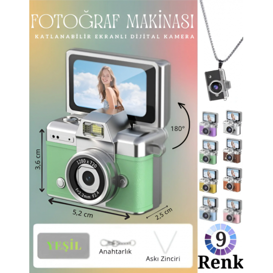 VLOGIX PRO FLIP CAM Kamera fotoğraf makinesi (YEŞİL)