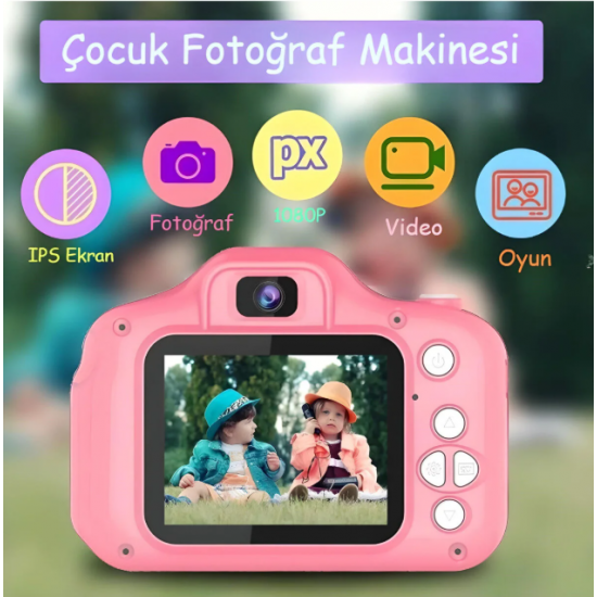 PixyKid™ kamera Fotoğraf Makinesi (PEMBE)