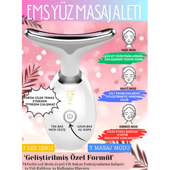 Yüz Boyun Ems Güzellik Cihazı Gıdık Sarkma Kırışıklık Ince Çizgi Giderici Cilt Sıkılaştırıcı Aleti