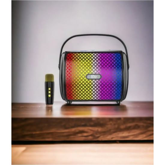 Mini Kablosuz Mikrofonlu Bluetooth Hoparlör Multi-Medya Karaoke RGB LED Su Geçirmez Ses Bombası