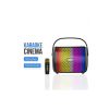 Mini Kablosuz Mikrofonlu Bluetooth Hoparlör Multi-Medya Karaoke RGB LED Su Geçirmez Ses Bombası