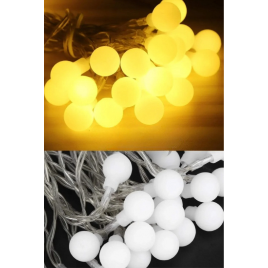 Kar Topu Led Işık 4 Metre 20 Led 2x Pilli Süsleme Yılbaşı Aydınlatma Sarkıt Dizeleri Gün Işığı