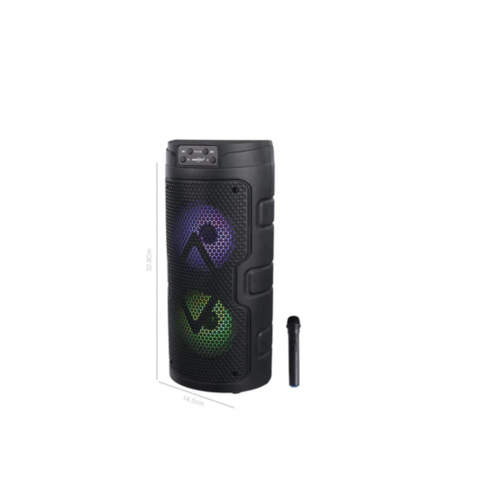 Bluetooth Hoparlör Kablosuz Mikrofonlu Karaoke Speaker Ses Bombası RGB Işıklı Radyo Usb Sd Girişli
