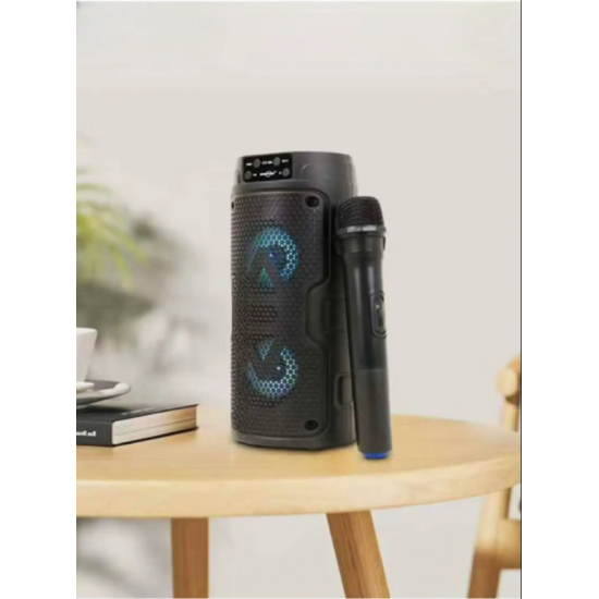 Bluetooth Hoparlör Kablosuz Mikrofonlu Karaoke Speaker Ses Bombası RGB Işıklı Radyo Usb Sd Girişli