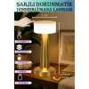 Dokunmatik Masa ve Gece Lambası Dekoratif Şarjlı Retro Abajur Led Oda Dimmerli Aydınlama Işığı