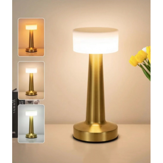 Dokunmatik Masa ve Gece Lambası Dekoratif Şarjlı Retro Abajur Led Oda Dimmerli Aydınlama Işığı