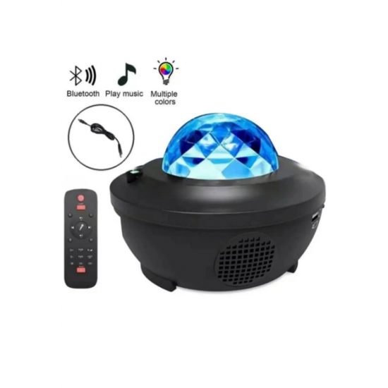 Yıldızlı Projektör Tavan Bulutsu Galaxy Lazer Işıklı Disko Topu Bluetooth Hoparlör Parti Led Lambası
