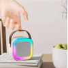 Mini Karaoke Bluetooth Hoparlör 2x Kablosuz Mikrofonlu Rgb Led Işıklı 5 Efektli Şarjlı Ses Bombası