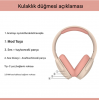 Bluetooth Kulaklık iOS Android Uyumlu Yüksek Ses Kalitesi Mikrofonlu Oyuncu SD Kartlı Pembe