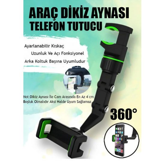Dikiz Aynası Telefon Tutucu Araç İçi Dikiz Ayna Ve Arka Koltuk İçin Ayarlı Telefon Tutucu