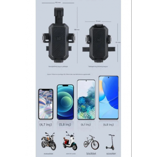 Motosiklet Ve Atv Motor Telefon Tutucu Gidon Bağlantılı Bisiklet Tutucu Telefon