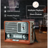 Nostaljik Vintage Tam Bant Fm Radyo USB/AUX/SD Retro Bluetooth Hoparlör Saatli Fenerli Müzik Kutusu