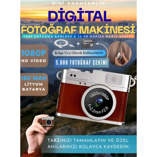 LUMIXA MINI PRO CAM  “Premium Kreatör Kamerası”  fotoğraf makinesi (KAHVERENGİ)