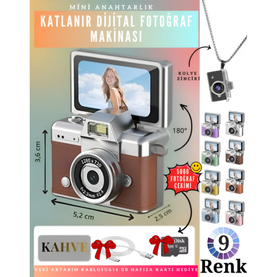 VLOGIX PRO FLIP CAM Kamera fotoğraf makinesi (KAHVE)