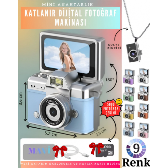 VLOGIX PRO FLIP CAM Kamera fotoğraf makinesi (MAVİ)
