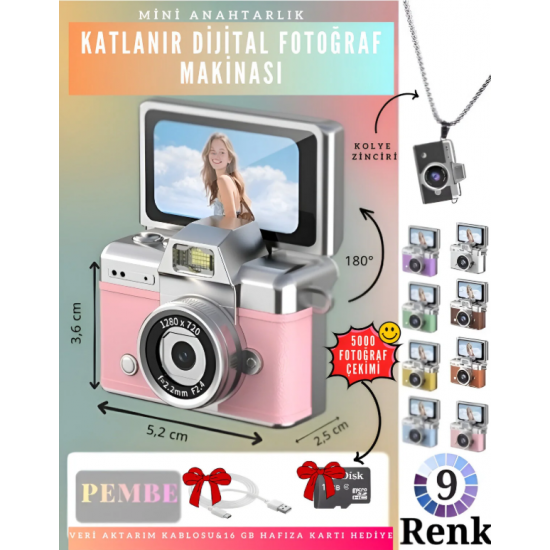 VLOGIX PRO FLIP CAM Kamera fotoğraf makinesi (PEMBE)