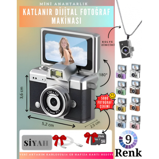 VLOGIX PRO FLIP CAM Kamera fotoğraf makinesi(SİYAH)