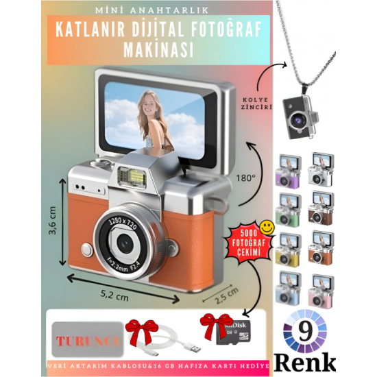 VLOGIX PRO FLIP CAM Kamera fotoğraf makinesi (TURUNCU)