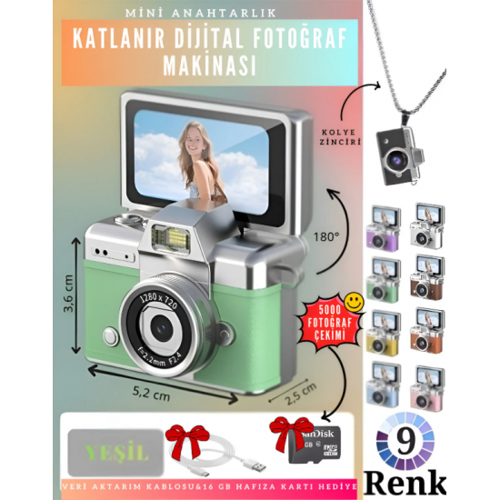 VLOGIX PRO FLIP CAM Kamera fotoğraf makinesi (YEŞİL)