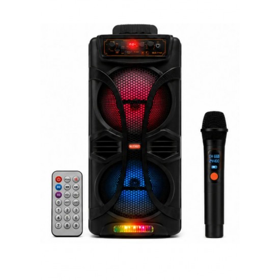 Şarjlı Mikrofonlu 20W*2+15W Bluetooth Hoparlör 8x2 Extra Bass Parti Eğlence Led Işıklı Sd Kart Fm Usb Girişli BLK1743