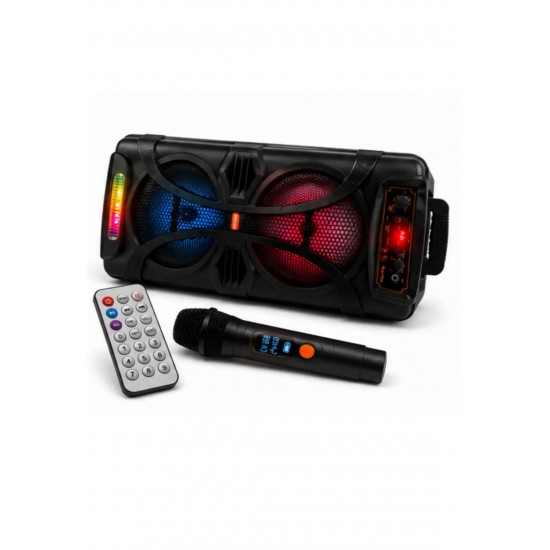 Büyük Boy Karaoke Speaker Mikrofonlu Bluetooth Hoparlör Extra Bass-Tweeter Subwoofer Ses Bombası