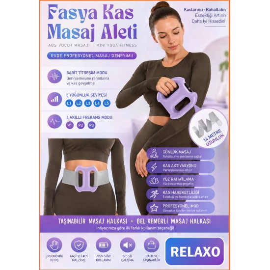 RELAXO Şarjlı Fasya Titreşimli Masaj Halkası Elektrikli Taşınabilir Tüm Vücut Kas Masaj Aleti BLK146
