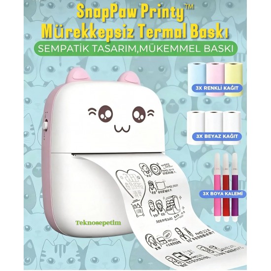 Mini taşınabilir termal mürekkepsiz yazıcı