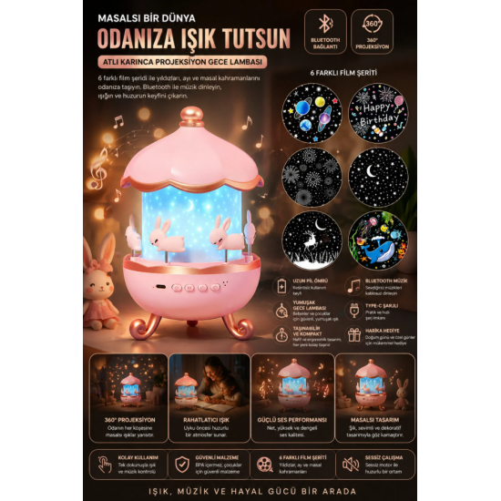 LumiAqua Melody Carousel™ gece lambası