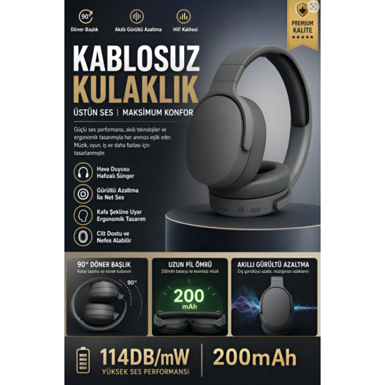 Bluetooth Kulaklık iOS Android Uyumlu Yüksek Ses Kalitesi Mikrofonlu Oyuncu SD Kartlı Siyah