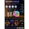 Mini Karaoke Bluetooth Hoparlör 2x Kablosuz Mikrofonlu Rgb Led Işıklı 5 Efektli Şarjlı Ses Bombası