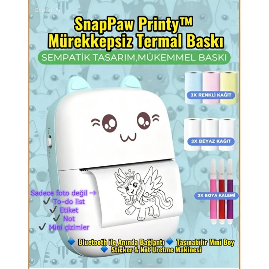 Mini taşınabilir termal mürekkepsiz yazıcı