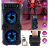 Karaoke Bluetooth Hoparlör Taşınabilir Kablosuz Usb SubWoofer RGB Işık Fm Sd Mikrofonlu Ses Bombası