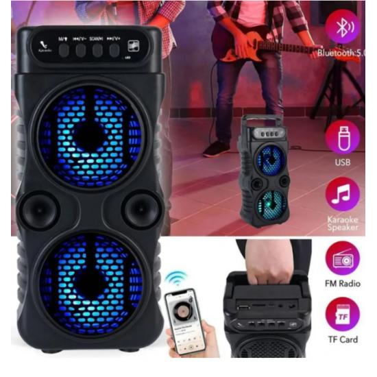 Karaoke Bluetooth Hoparlör Taşınabilir Kablosuz Usb SubWoofer RGB Işık Fm Sd Mikrofonlu Ses Bombası