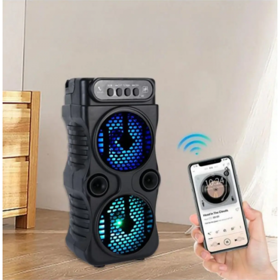 Karaoke Bluetooth Hoparlör Taşınabilir Kablosuz Usb SubWoofer RGB Işık Fm Sd Mikrofonlu Ses Bombası