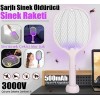 Şarjlı Sinek Öldürücü Sivrisinek Raketi Elektrikli Karasinek Haşere Kovucu Mor Işıklı Sineklik Aleti