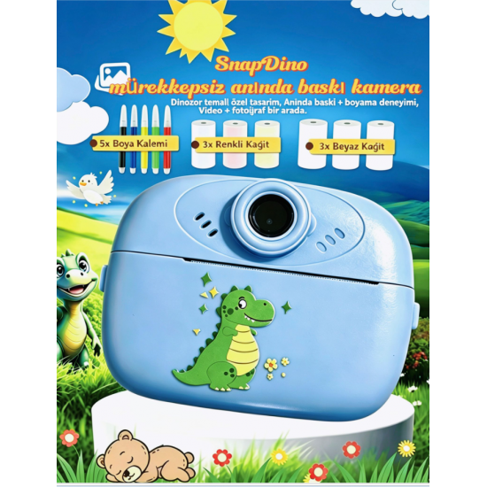SnapDino mürekkepsiz anında baskı kamera fotoğraf makinesi